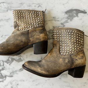 dolce vita Genuine Leather Studded Western Ankle Boots_Size 8